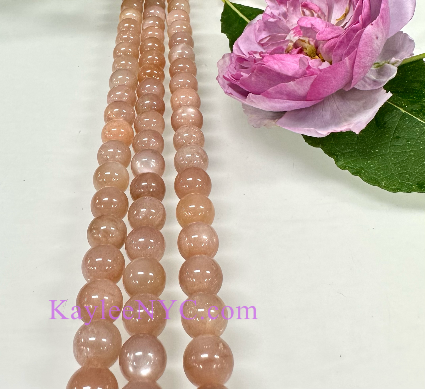 3 strands 8mm Natural Peach Moonstone Beads