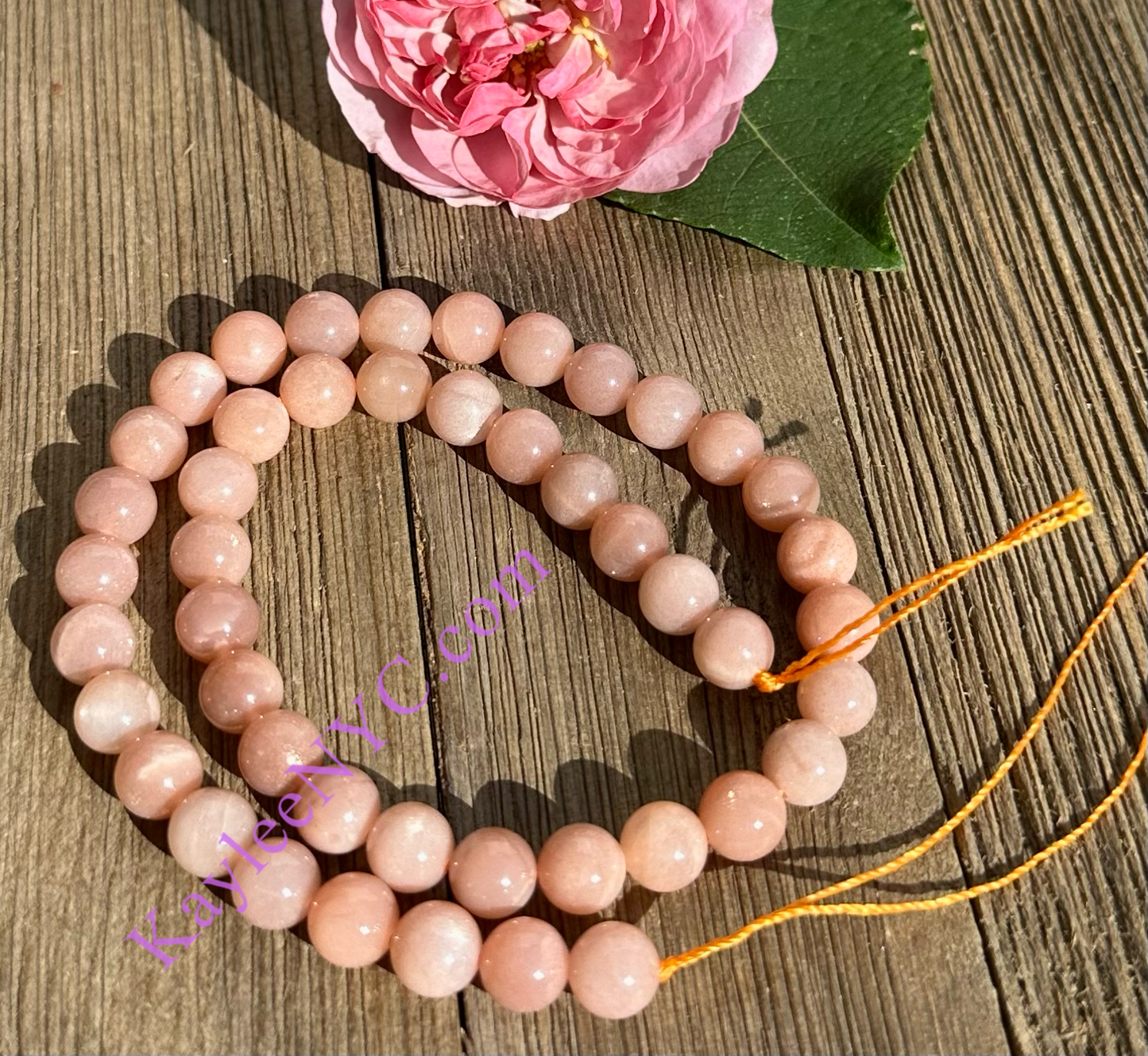 3 strands 8mm Natural Peach Moonstone Beads