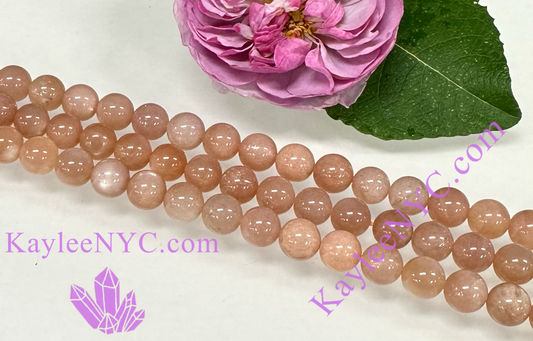 3 strands 8mm Natural Peach Moonstone Beads