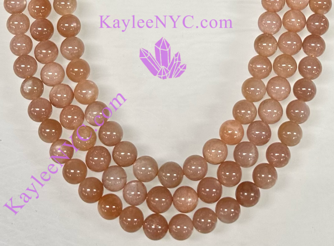 3 strands 8mm Natural Peach Moonstone Beads