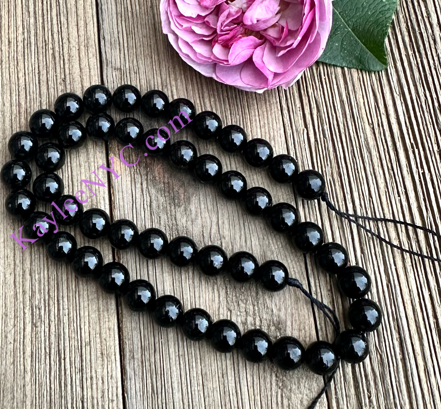 3 strands 8mm Natural Black Tourmaline Beads