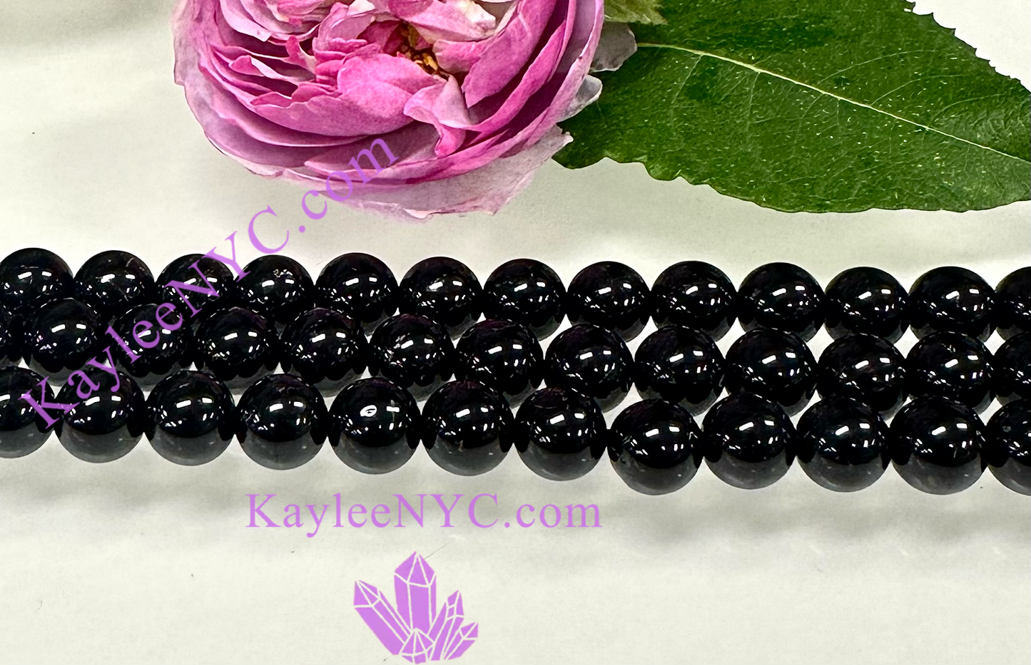 3 strands 8mm Natural Black Tourmaline Beads