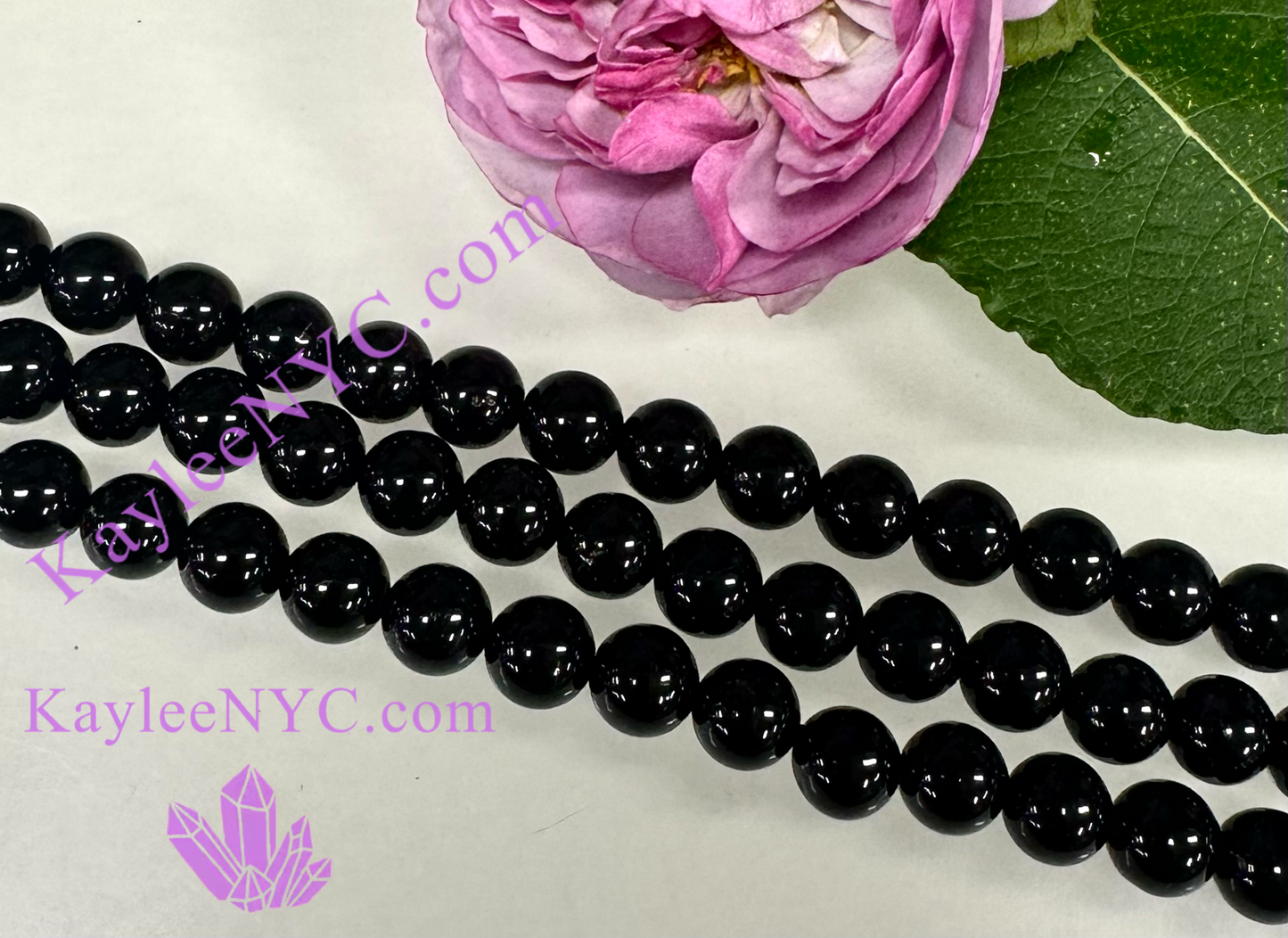 3 strands 8mm Natural Black Tourmaline Beads