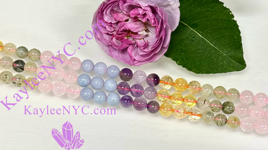 3 strands 8mm 5 Mix Natural Crystal Beads