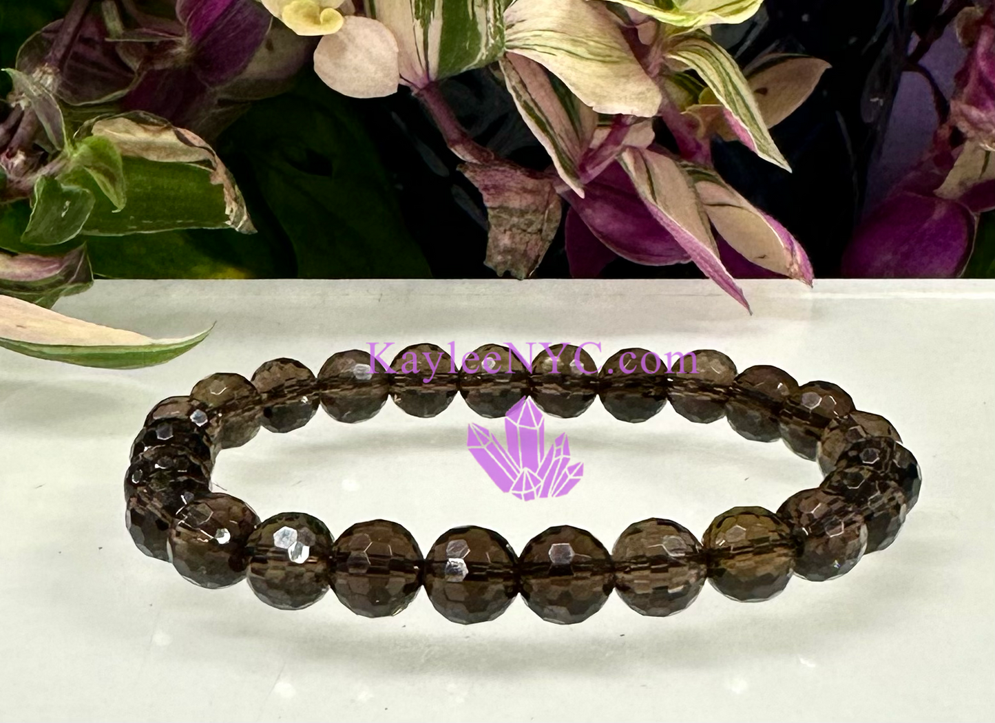 Wholesale 6 Pcs Faceted Natural Smoky Quartz 8mm 7.5” Crystal Stretch Bracelet