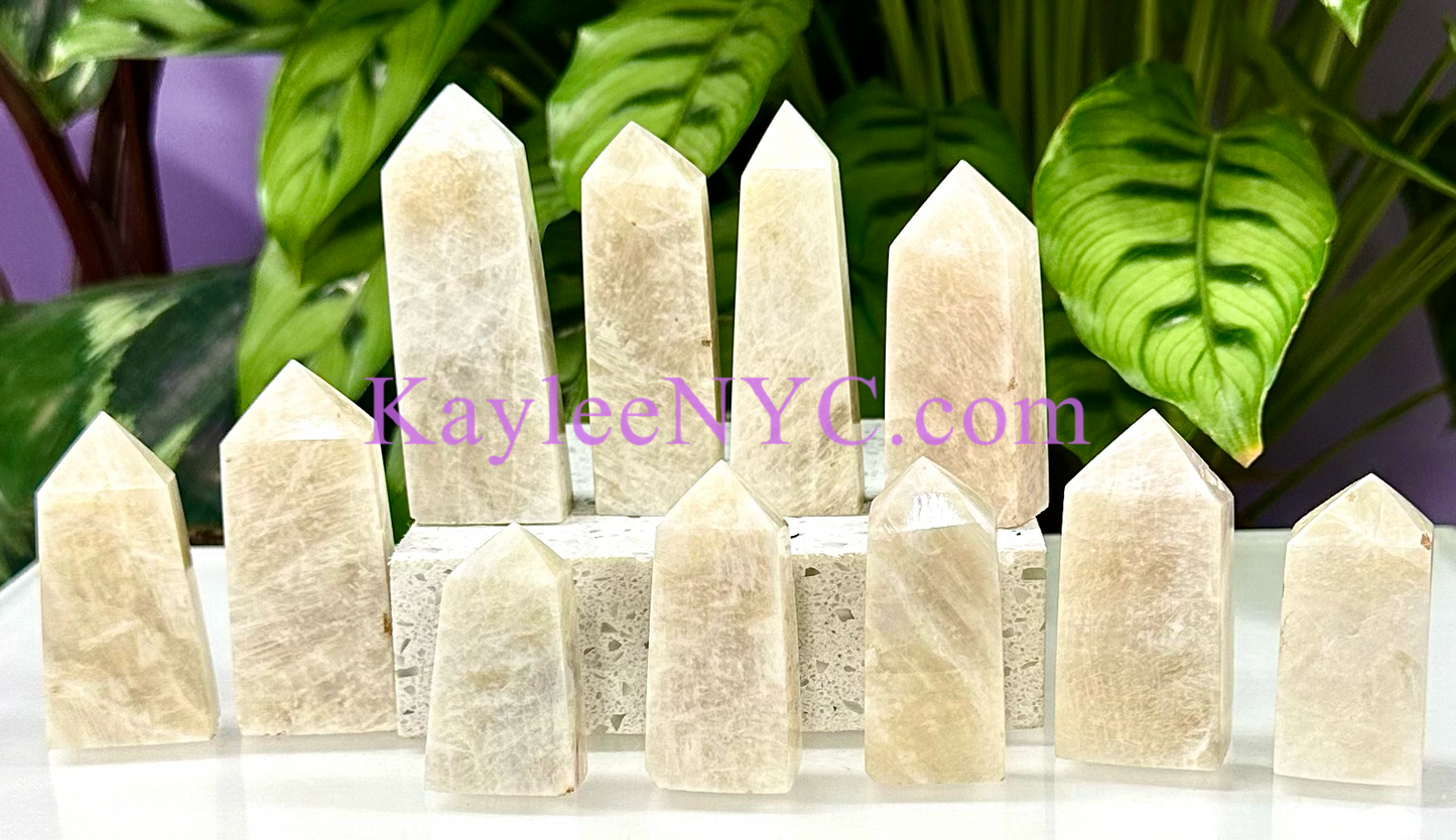 Wholesale Lot 1 lb Natural Moonstone Tower Obelisk Point Wand Crystal Energy Healing