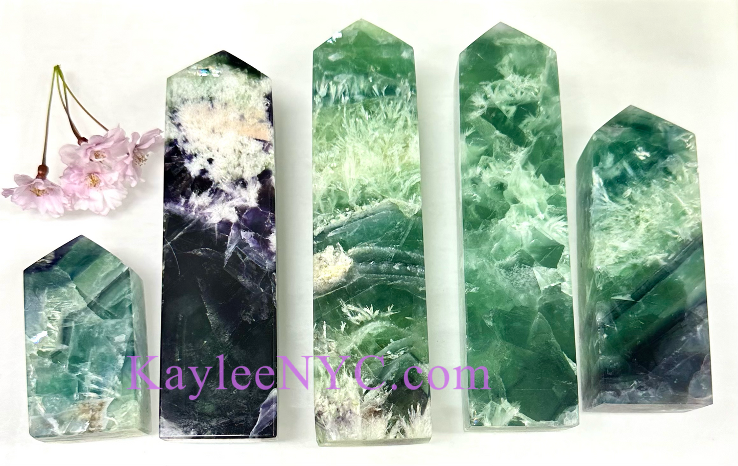 5 PCs Natural Feather Fluorite obelisk Tower Point Crystal