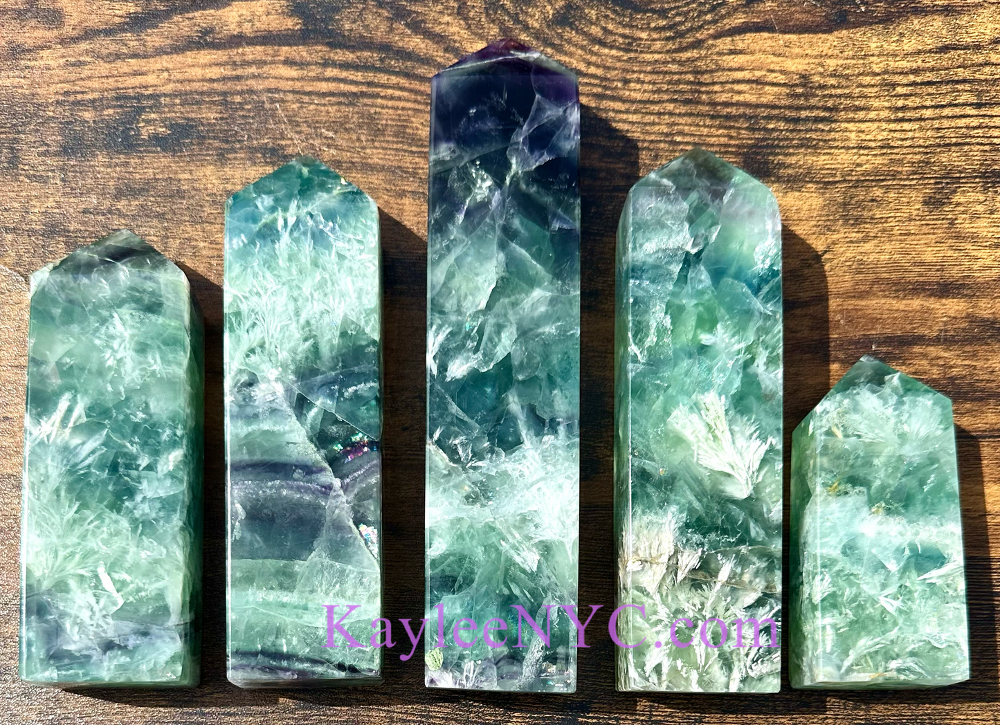 5 PCs Natural Feather Fluorite obelisk Tower Point Crystal