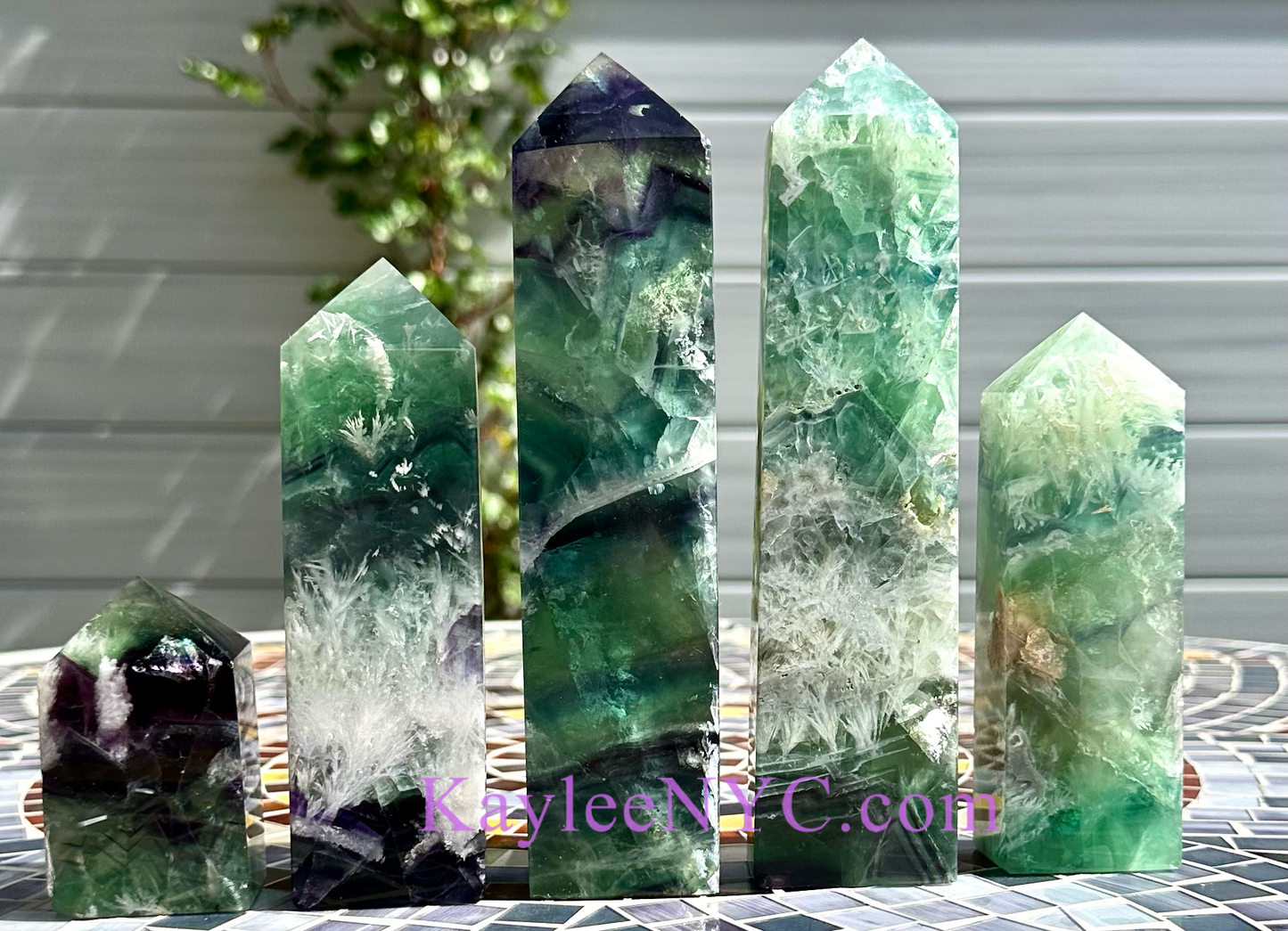 5 PCs Natural Feather Fluorite obelisk Tower Point Crystal