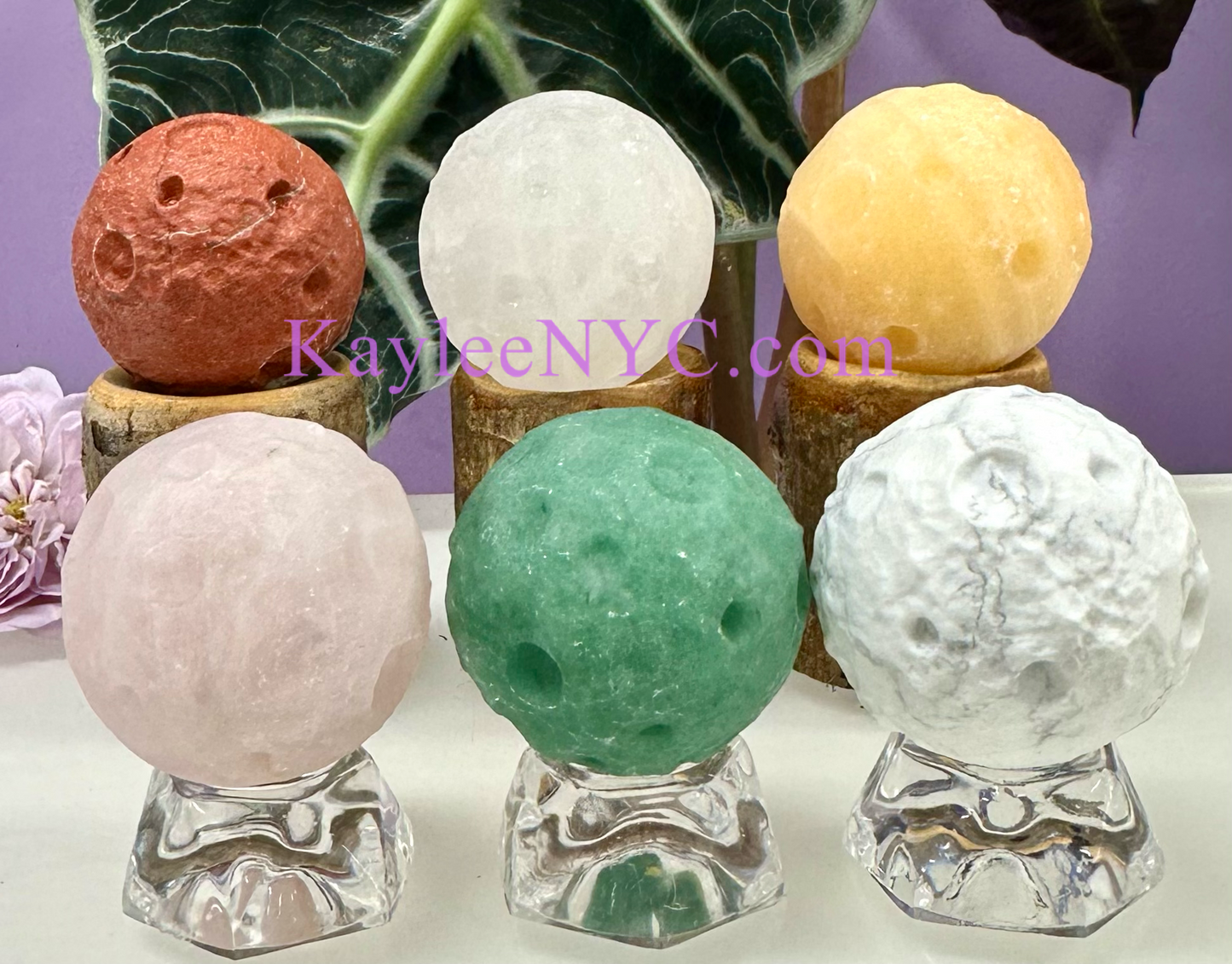 Wholesale Lot 6 Pcs Mix Crystal 40mm Moon Spheres Ball Nice Healing Energy