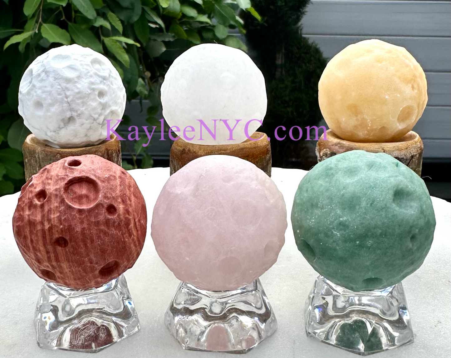 Wholesale Lot 6 Pcs Mix Crystal 40mm Moon Spheres Ball Nice Healing Energy