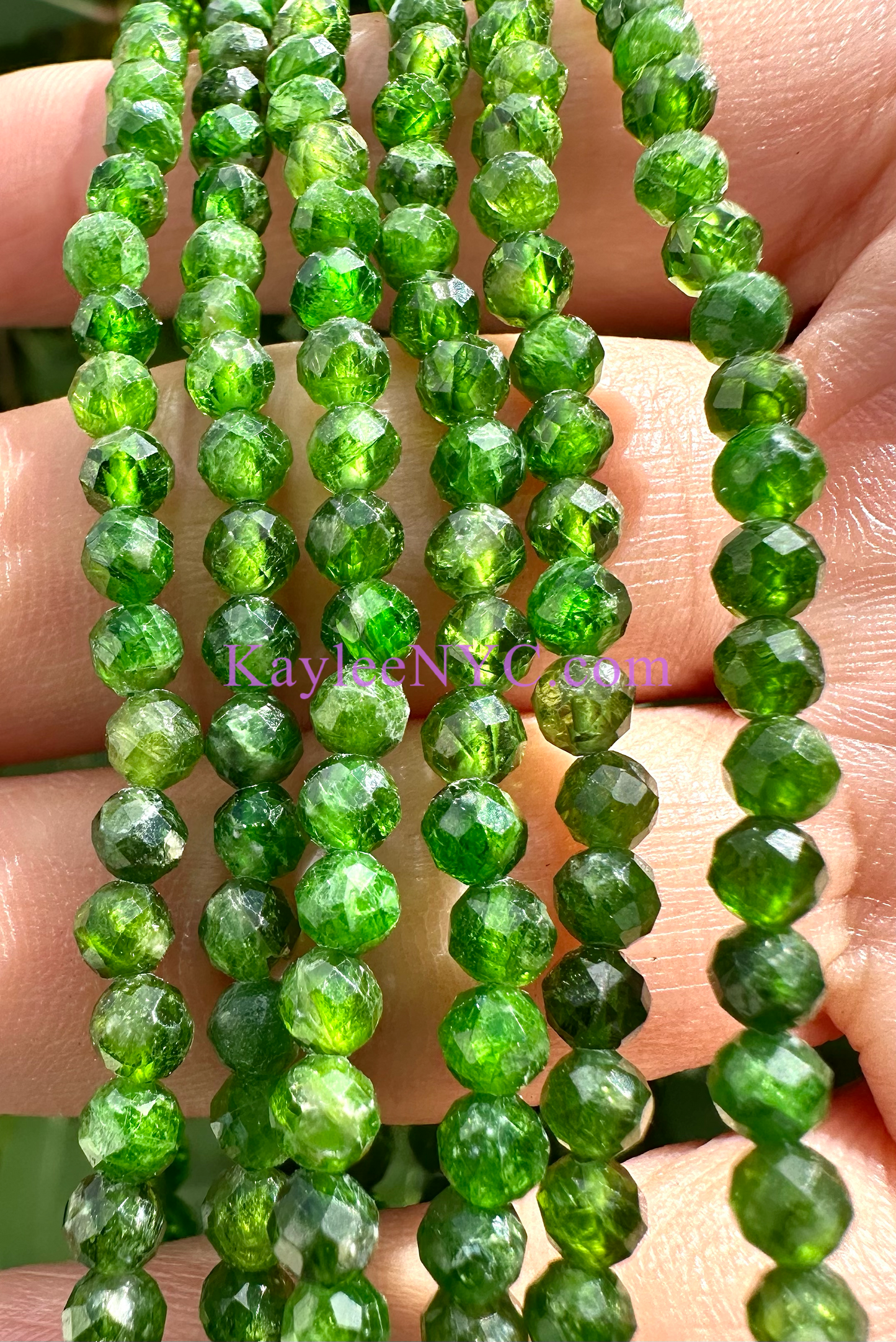 6 PCs 4mm Natural Diopside Faceted Bracelet 7.5”