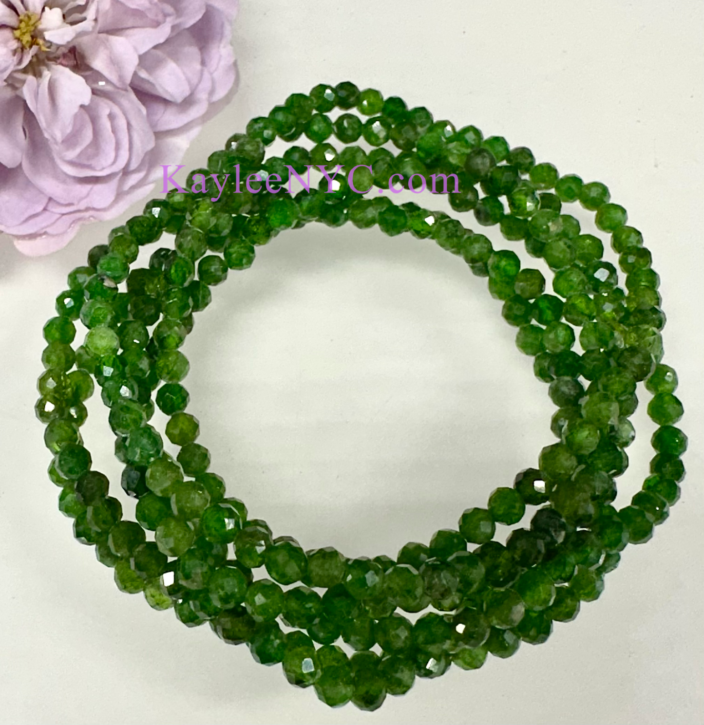 6 PCs 4mm Natural Diopside Faceted Bracelet 7.5”