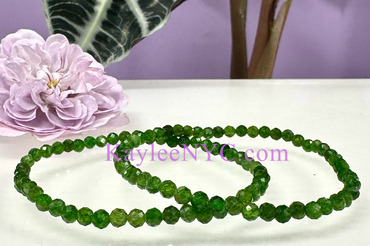 6 PCs 4mm Natural Diopside Faceted Bracelet 7.5”