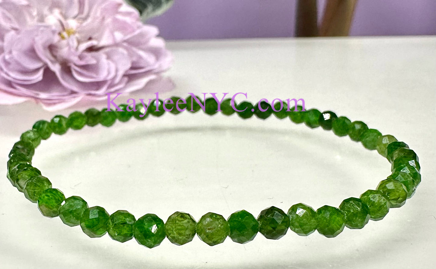 6 PCs 4mm Natural Diopside Faceted Bracelet 7.5”