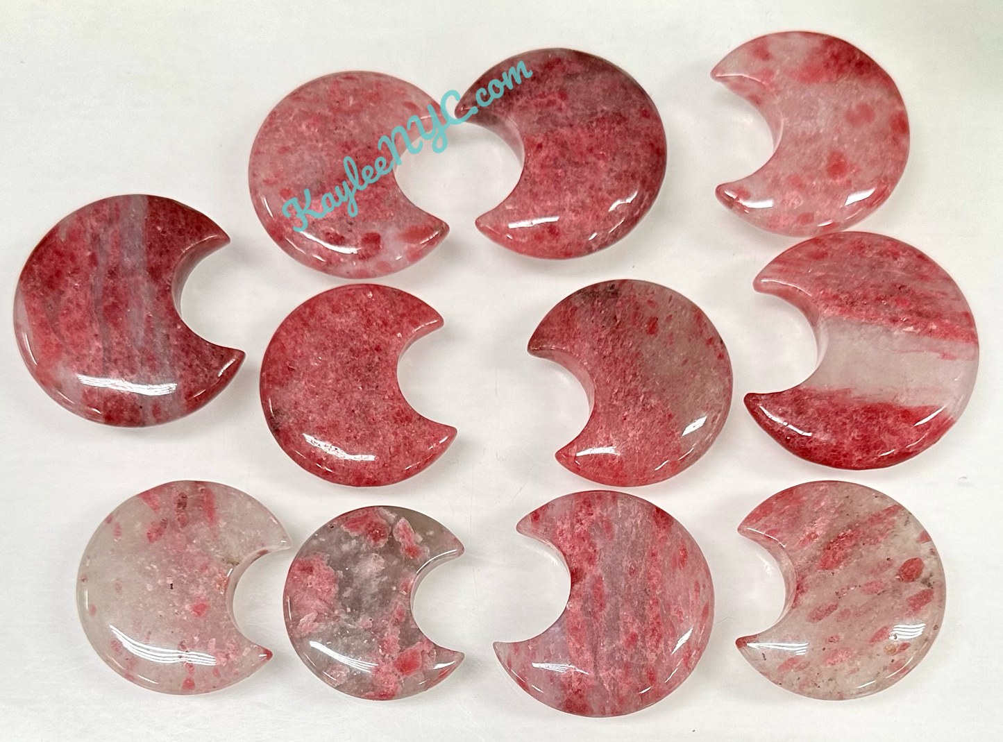 Wholesale Lot 1 lb Natural Sakura Cherry Blossom Rhodonite Crystal Moon