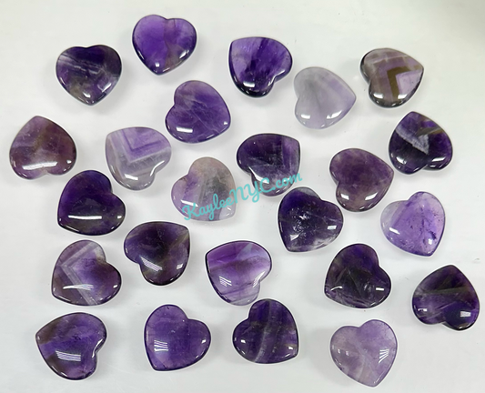 Wholesale Lot 24 Pcs 25mm Amethyst Crystal Hearts  Healing Energy