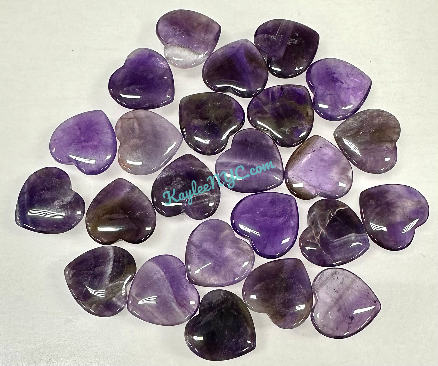 Wholesale Lot 24 Pcs 25mm Amethyst Crystal Hearts  Healing Energy