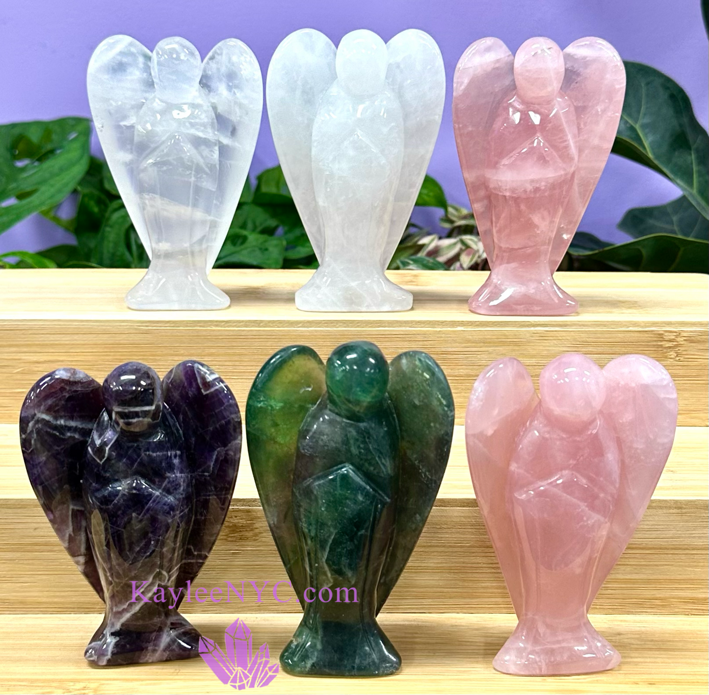 6 PCs Natural 4” Mix Crystal Angel