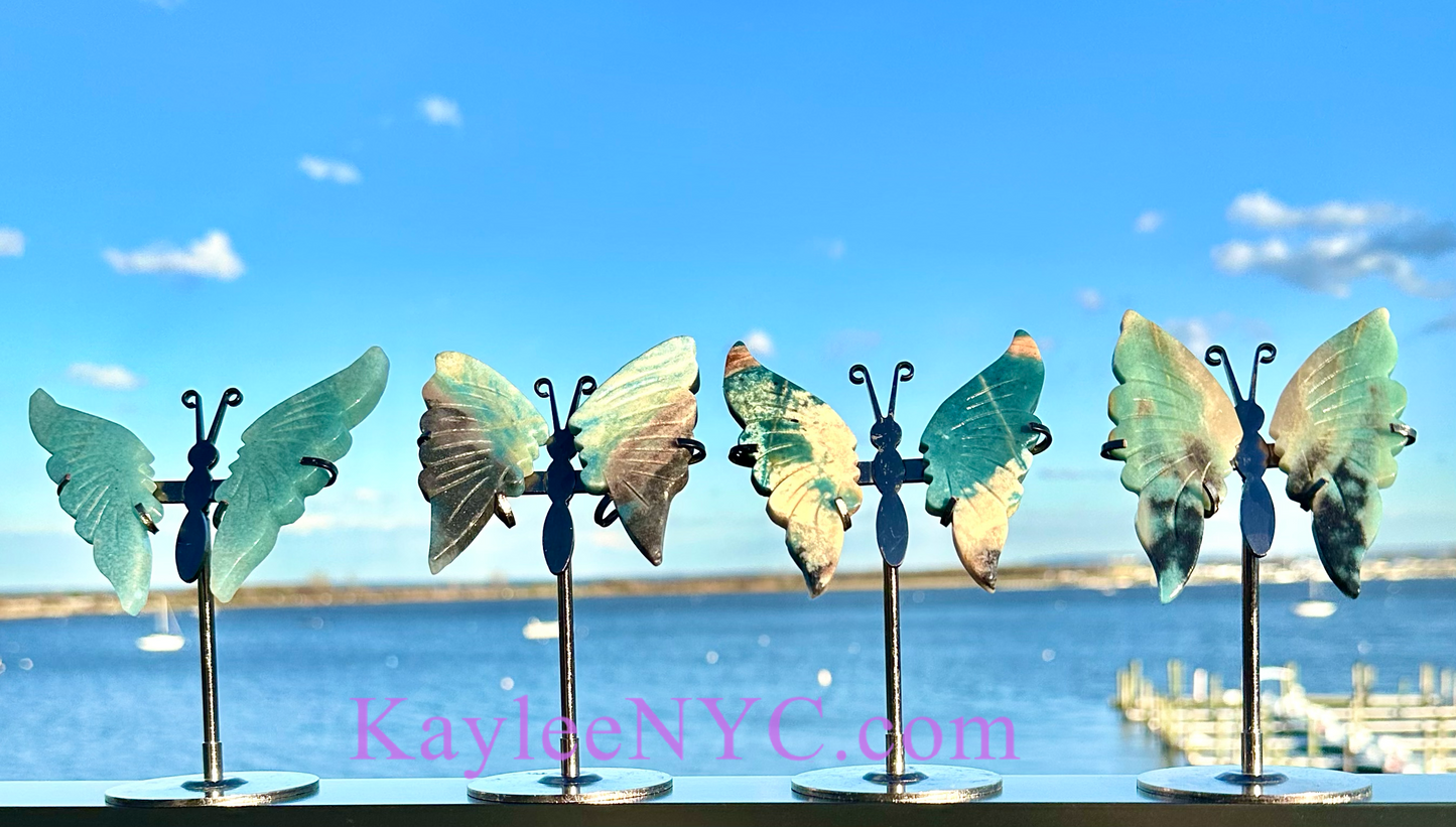 Wholesale Lot 4 PCs Natural Trolleite Crystal Butterfly w/stand Healing Energy