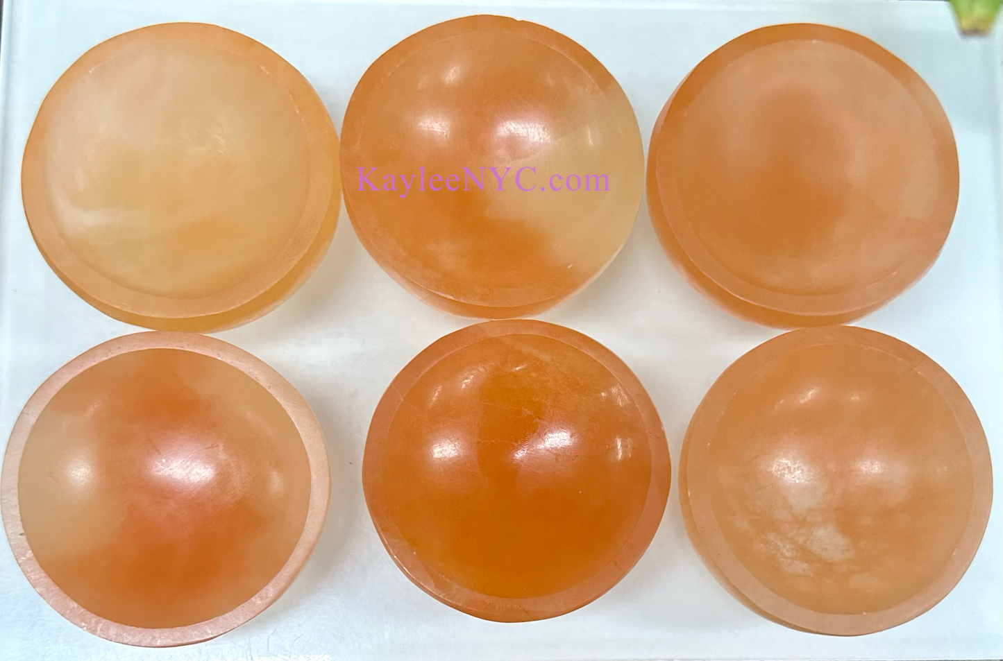 12PCs large Natural Peach Selenite aka Satin Spar Bowl ~8cm