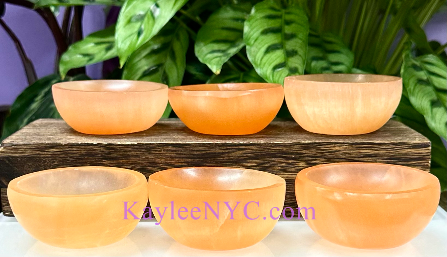 12PCs large Natural Peach Selenite aka Satin Spar Bowl ~8cm