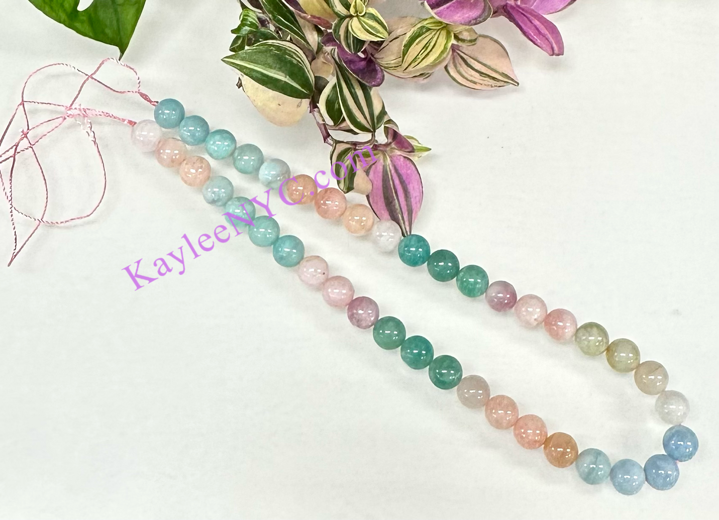 3 strands 10mm Natural Morganite & Amazonite Beads