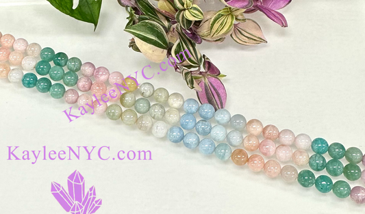 3 strands 10mm Natural Morganite & Amazonite Beads