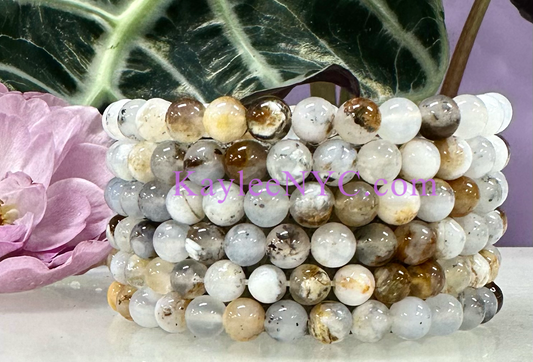 Wholesale Lot 6 Pcs Natural Dendritic Opal 6mm 7.5” Crystal Healing Stretch Bracelet