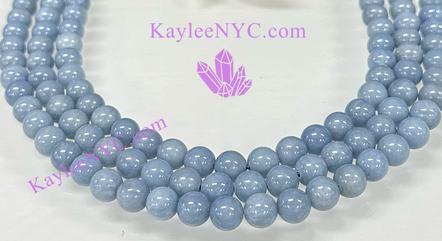 3 strands 8mm Natural Angelite Beads