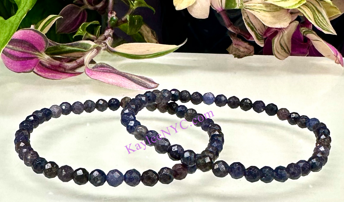 Wholesale Lot 6 Pcs Natural Sapphire Faceted 4mm 7.5” Crystal Healing Stretch Bracelet