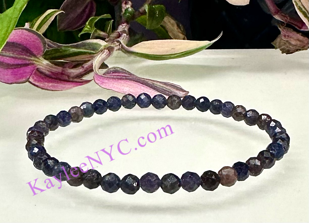 Wholesale Lot 6 Pcs Natural Sapphire Faceted 4mm 7.5” Crystal Healing Stretch Bracelet