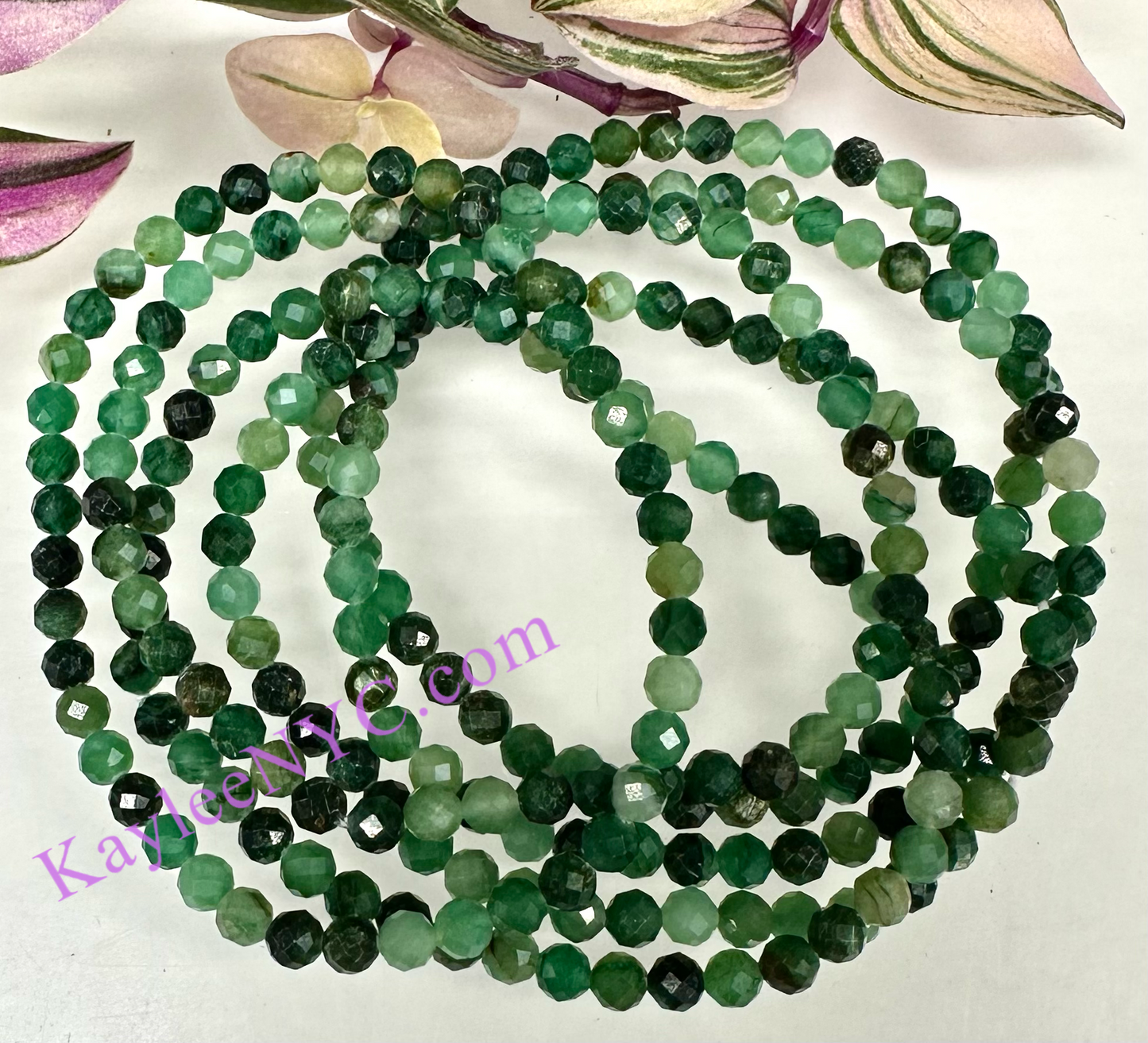 Wholesale Lot 6 Pcs Natural Emerald Faceted 4mm 7.5” Crystal Healing Stretch Bracelet