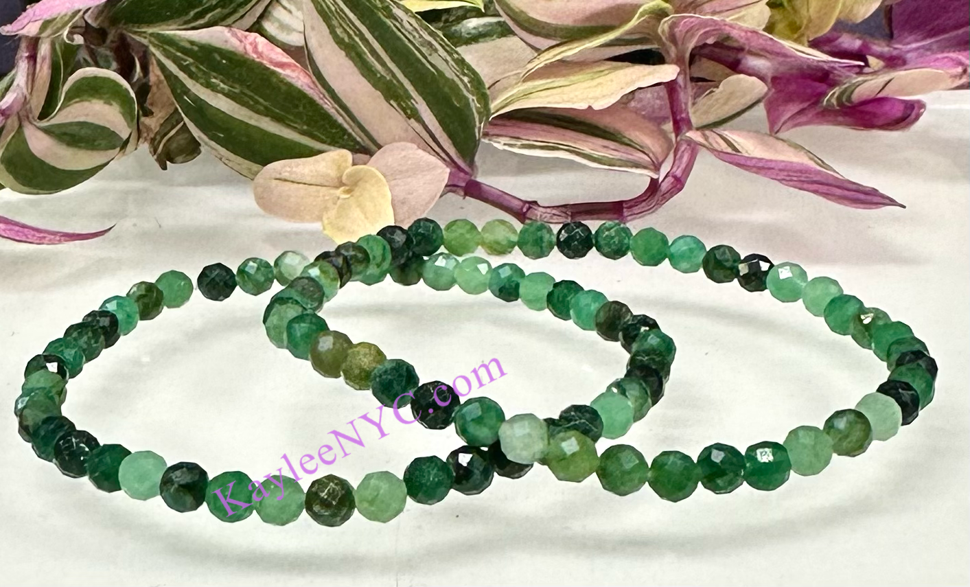 Wholesale Lot 6 Pcs Natural Emerald Faceted 4mm 7.5” Crystal Healing Stretch Bracelet