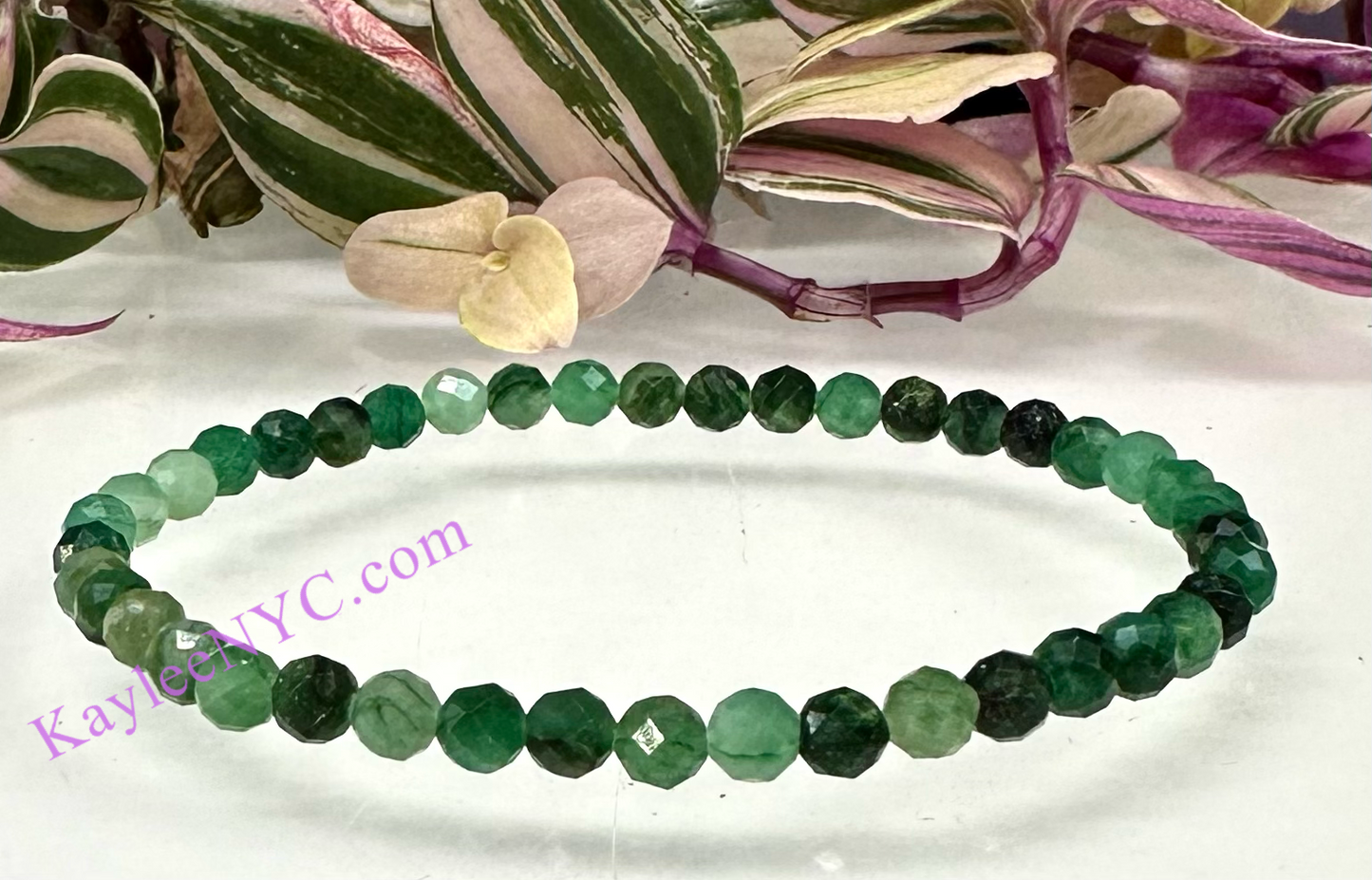 Wholesale Lot 6 Pcs Natural Emerald Faceted 4mm 7.5” Crystal Healing Stretch Bracelet