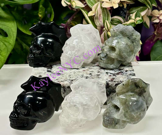 Wholesale lot 6 Pcs 2.5” Natural Crystal Mohawk Skulls Healing Energy