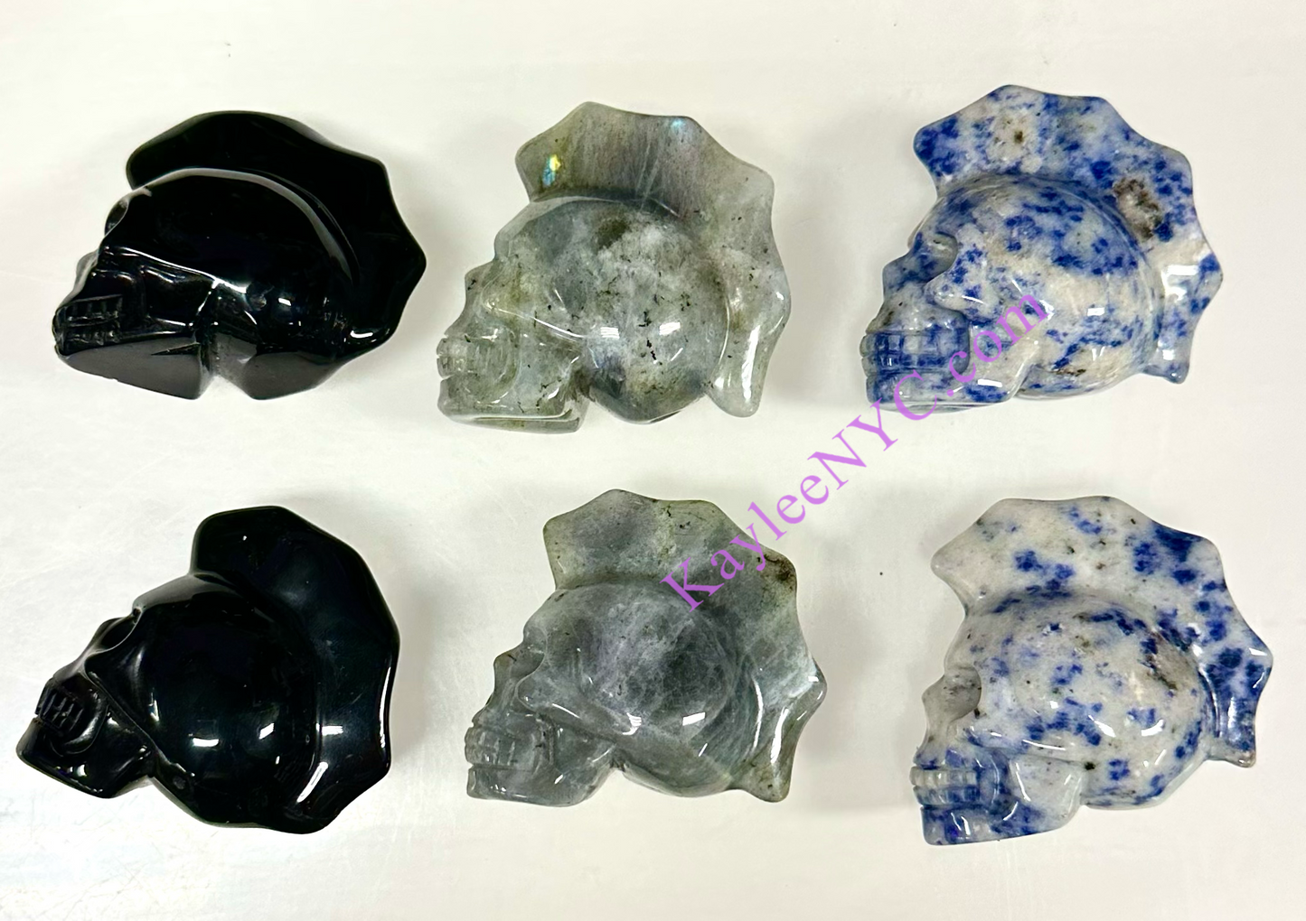 Wholesale lot 6 Pcs 2.5” Natural Crystal Mohawk Skulls Healing Energy