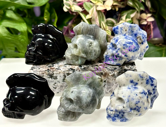 Wholesale lot 6 Pcs 2.5” Natural Crystal Mohawk Skulls Healing Energy