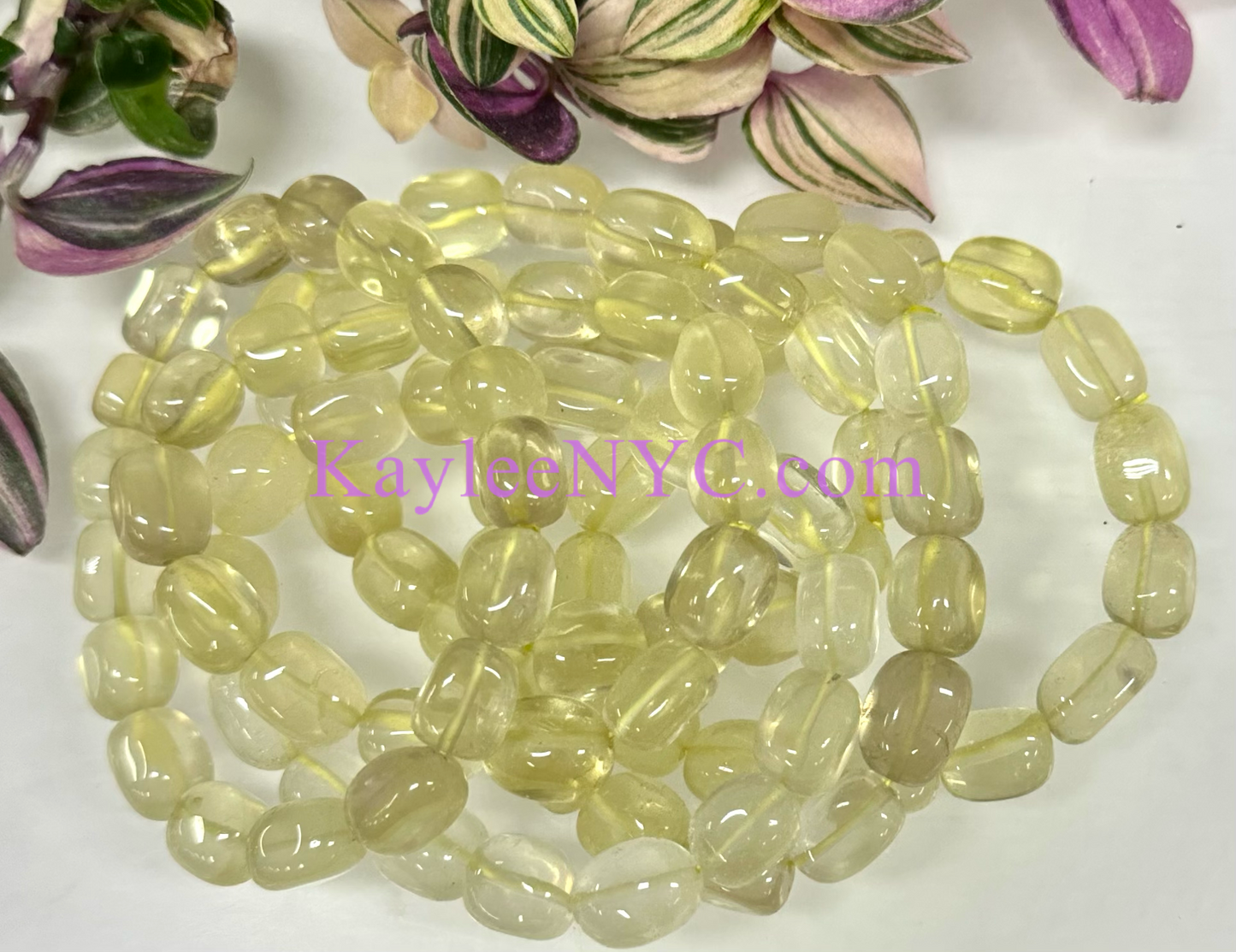 6 Pcs Natural Lemon Quartz tumble Stretch Bracelet Crystal Healing Energy