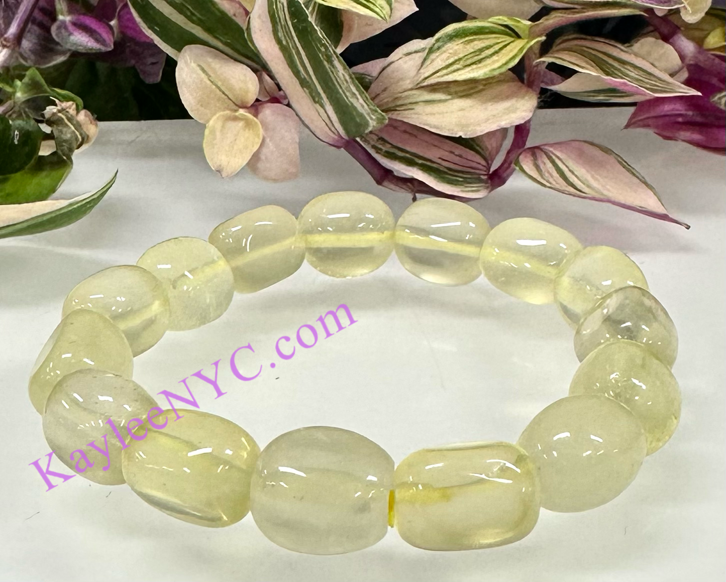 6 Pcs Natural Lemon Quartz tumble Stretch Bracelet Crystal Healing Energy