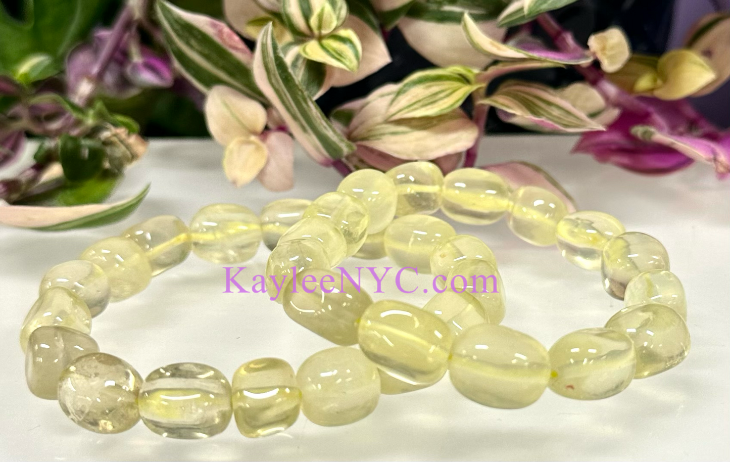 6 Pcs Natural Lemon Quartz tumble Stretch Bracelet Crystal Healing Energy