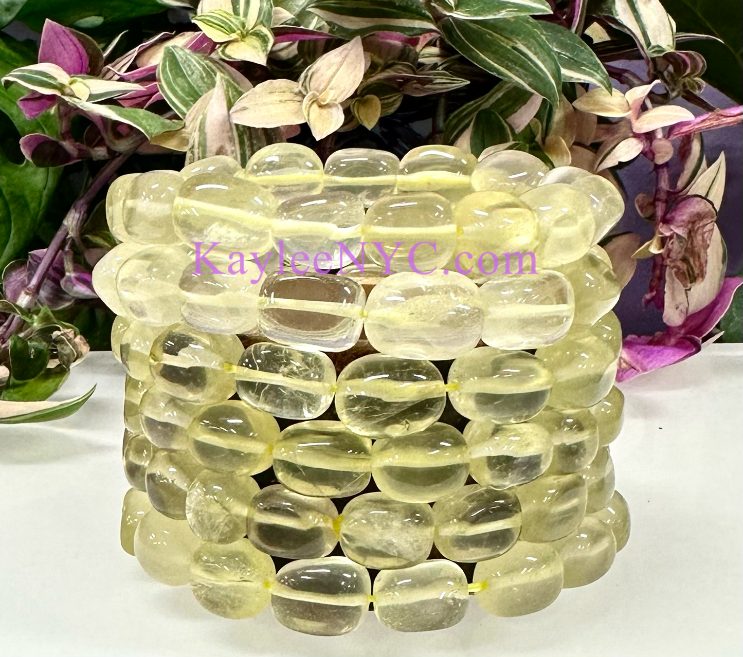 6 Pcs Natural Lemon Quartz tumble Stretch Bracelet Crystal Healing Energy