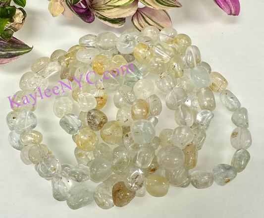 6 Pcs Natural Topaz tumble Stretch Bracelet Crystal Healing Energy