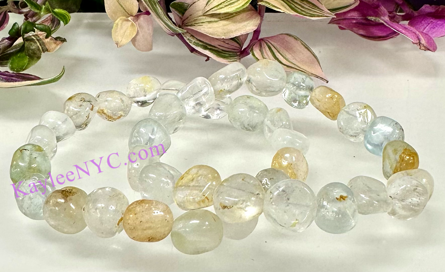 6 Pcs Natural Topaz tumble Stretch Bracelet Crystal Healing Energy