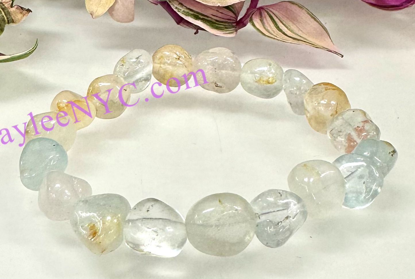 6 Pcs Natural Topaz tumble Stretch Bracelet Crystal Healing Energy