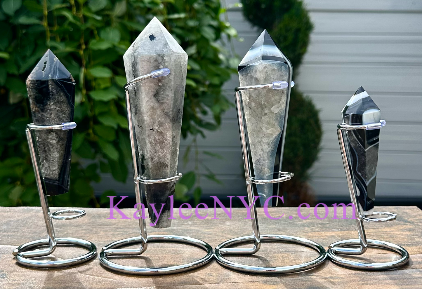 Wholesale Lot 4 pcs Natural Black Onyx Septer w stand Crystal Energy