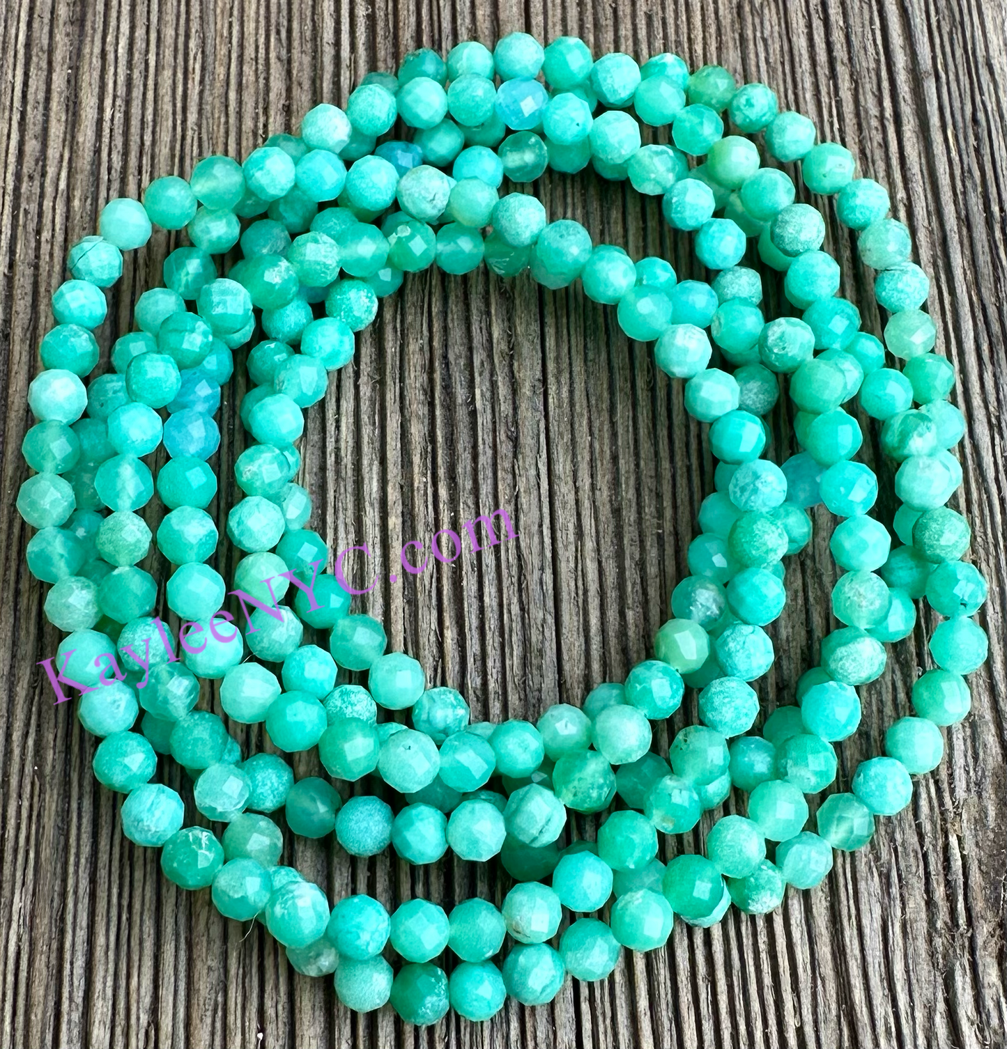 Wholesale Lot 6 Pcs 4mm Faceted Natural Chrysoprase 7.5” Crystal Healing Stretch Bracelet