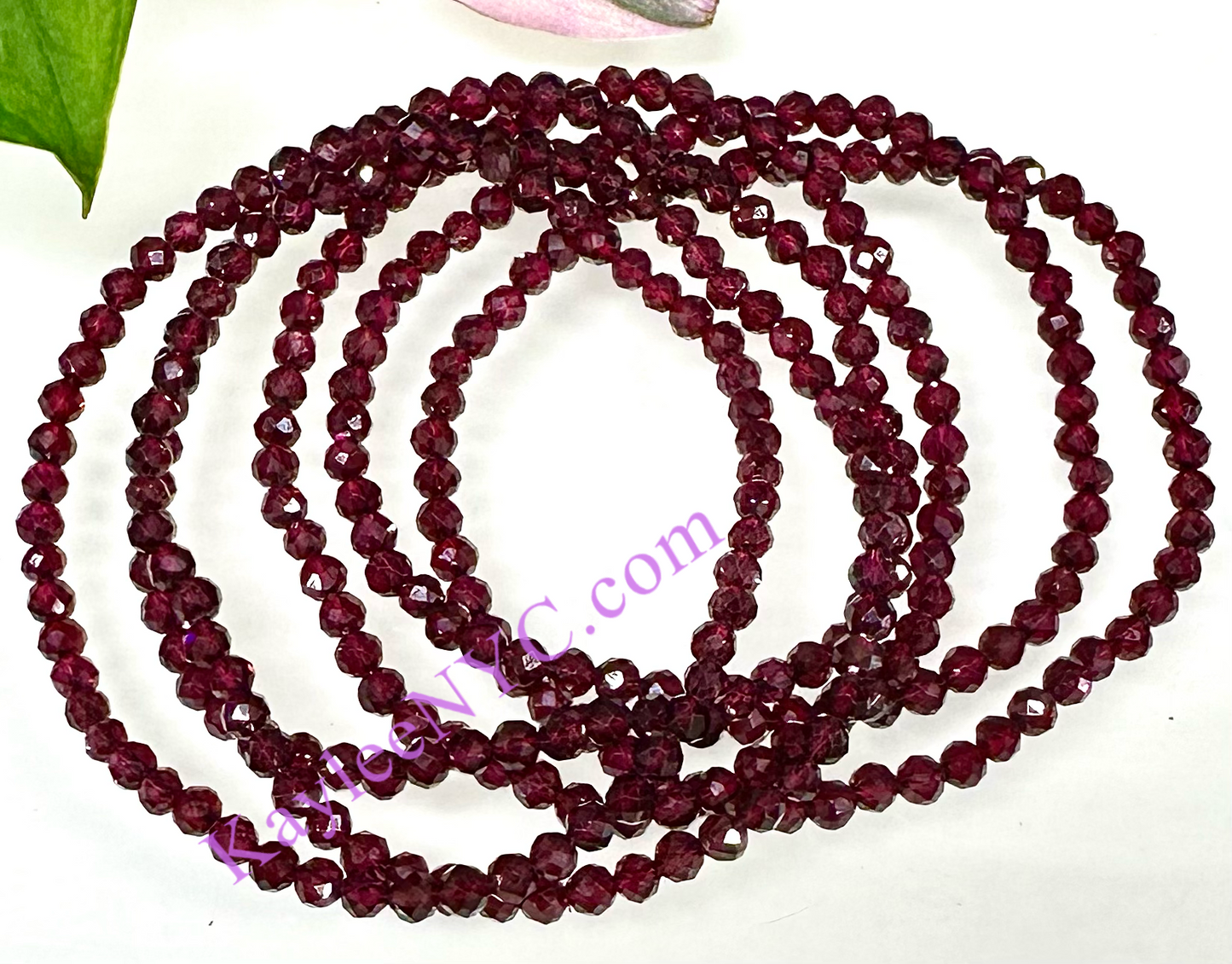 Wholesale Lot 6 Pcs 4mm Faceted Natural Garnet 7.5” Crystal Healing Stretch Bracelet