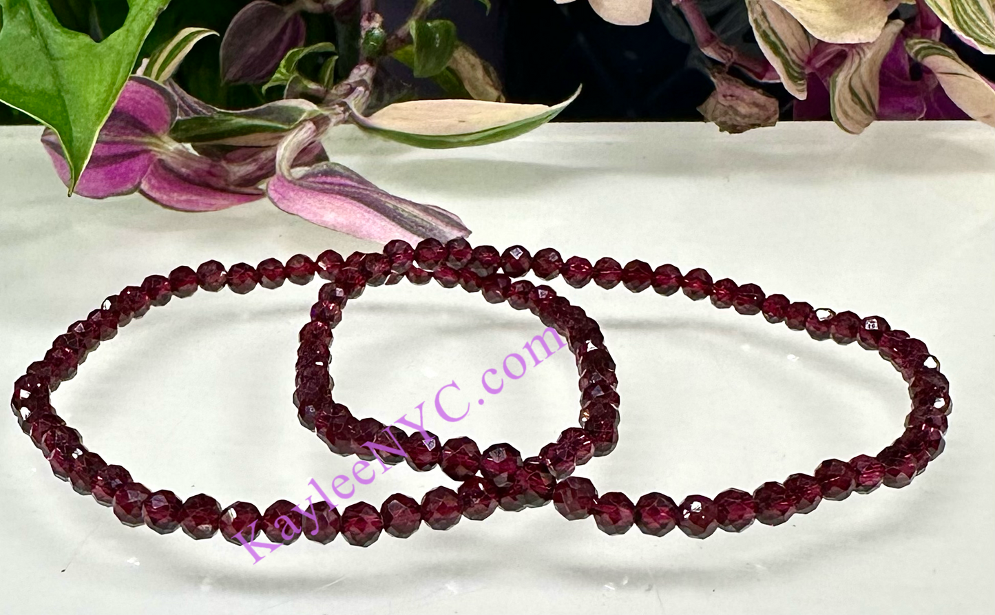 Wholesale Lot 6 Pcs 4mm Faceted Natural Garnet 7.5” Crystal Healing Stretch Bracelet