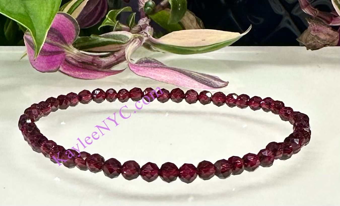 Wholesale Lot 6 Pcs 4mm Faceted Natural Garnet 7.5” Crystal Healing Stretch Bracelet